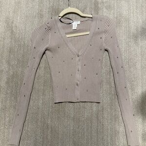 Women's Taupe Sweater with Embellishments